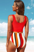 Half Snap Square Neck Tankini Set - Hovatok