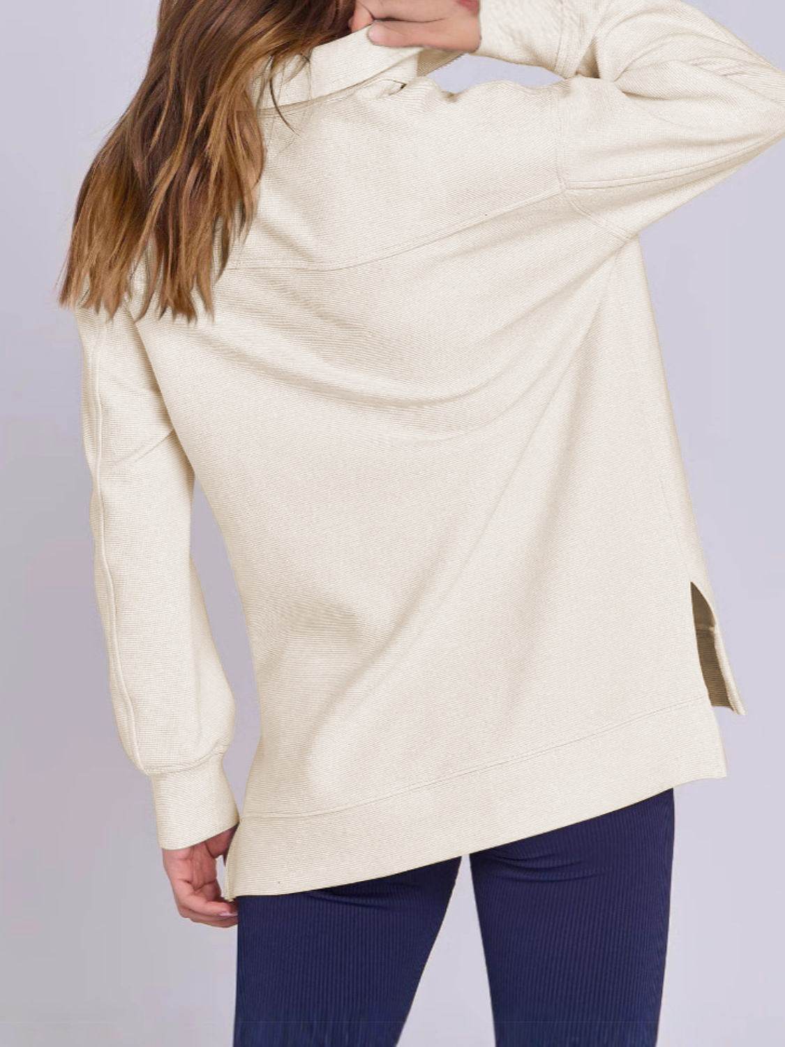ฺHigh-Low Quarter Zip Long Sleeve Sweatshirt - Hovatok