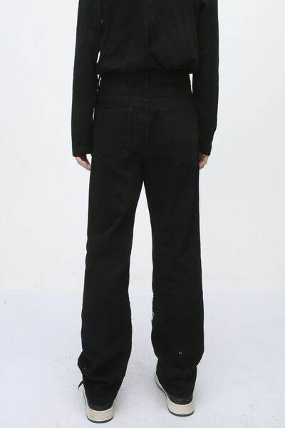 Men's Zip Decor Straight Leg Jeans - Hovatok