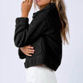 Long Sleeve Collared Neck Sherpa Jacket - Hovatok
