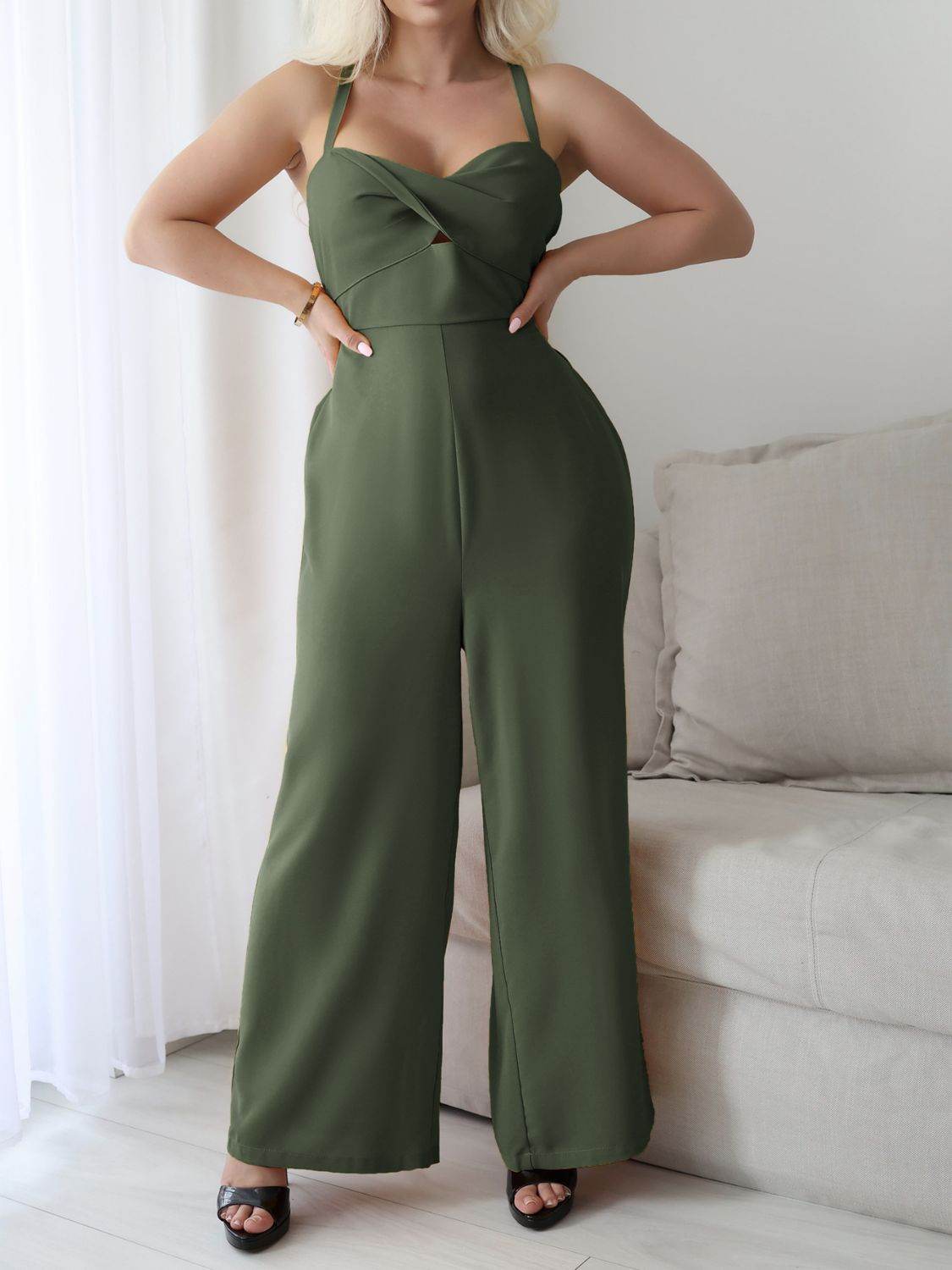 Devine Tie Back Backless Crisscross Jumpsuit - Hovatok