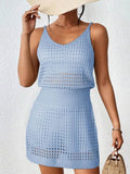 Openwork V-Neck Sleeveless Cover Up Dress - Hovatok