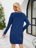 Color Block Dropped Shoulder Sweater Dress - Hovatok