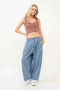 And The Why Elastic Back Pleated Baggy Jeans - Hovatok