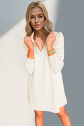 Double Take Textured Quarter Zip Long Sleeve Dress - Hovatok