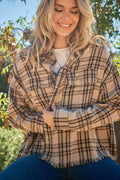 And The Why Full Size Button Up Raw Hem Plaid Shirt - Hovatok