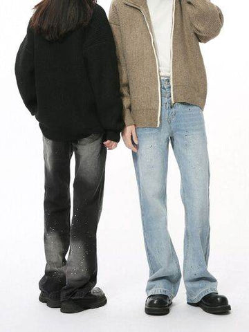 Splash Ink Washed Jeans with Pockets - Hovatok