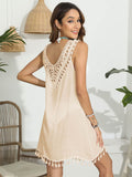Tassel Scoop Neck Wide Strap Cover-Up - Hovatok