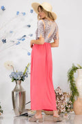 Celeste Full Size Leopard Round Neck Short Sleeve Maxi Dress Plus Size - Hovatok