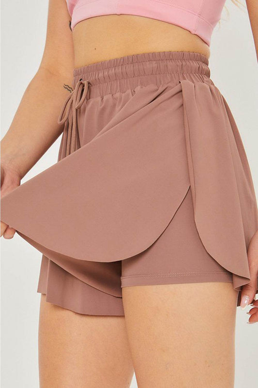 Love Tree Two In One Drawstring Active Shorts - Hovatok