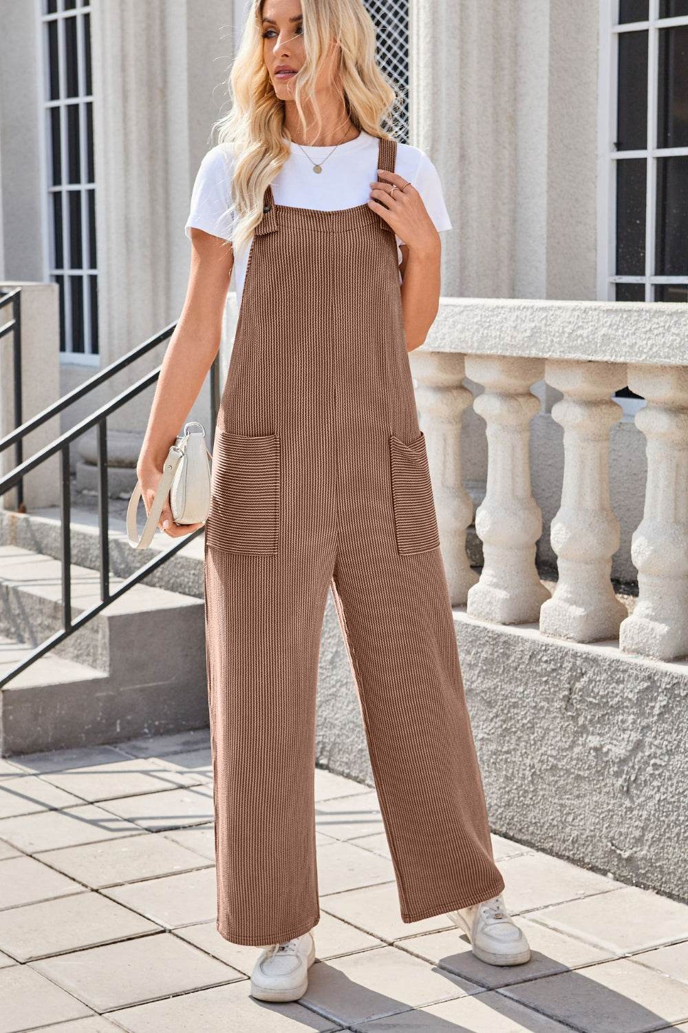 Lovelet Square Neck Wide Strap Overalls with Pockets - Hovatok