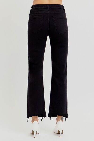 RISEN Full Size Tummy Control Elastic Band High Rise Crop Straight Jeans Plus Size - Hovatok