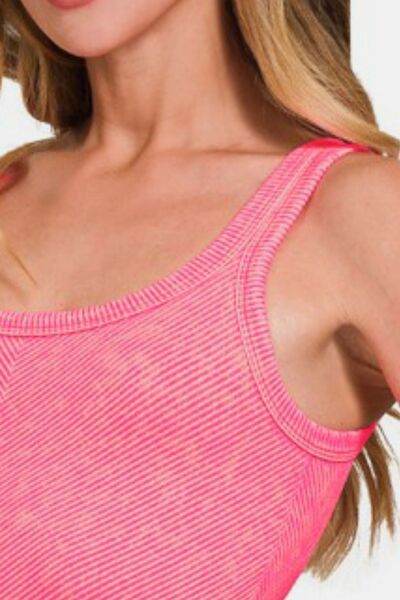 Zenana Ribbed Scoop Neck Tank - Hovatok