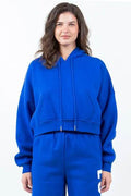 American Bazi Letter Graphic Long Sleeve Drawstring Cropped Hoodie - Hovatok