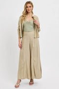 RISEN Shirring Detail Wide Leg Pants - Hovatok