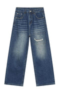 Men's Distressed Applique Straight Jeans - Hovatok