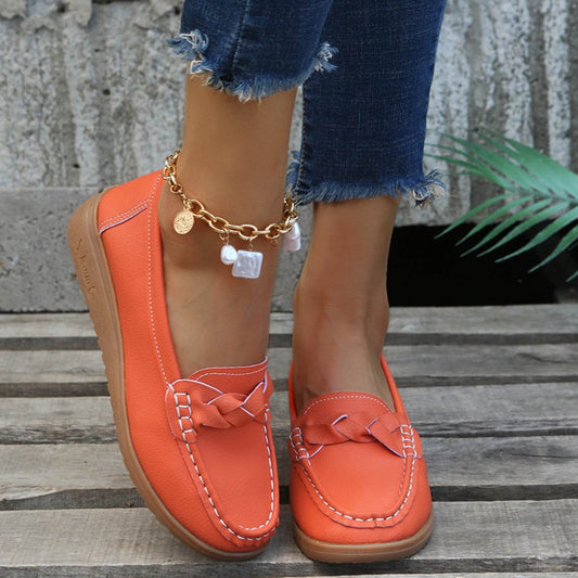 Weave Wedge Heeled Loafers - Hovatok