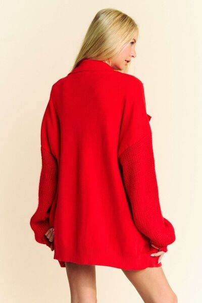 Davi & Dani Button Up Dropped Shoulder Cardigan with Pockets - Hovatok