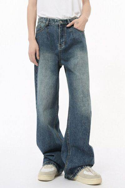 Mid Rise Wide Leg Jeans with Pockets - Hovatok