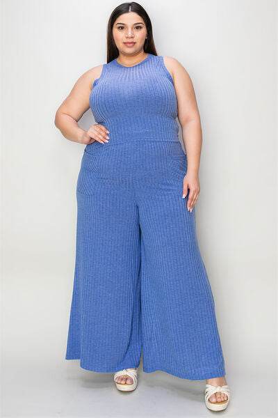 Basic Bae Full Size Ribbed Tank and Wide Leg Pants Set - Hovatok