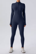 Half Zip Mock Neck Active Jumpsuit - Hovatok