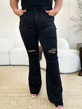 Judy Blue Full Size High Waist Distressed Flare Jeans - Hovatok