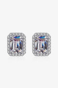 Adored 1 Carat Moissanite Rhodium-Plated Square Stud Earrings - Hovatok
