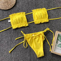 Frill Trim Ruched Bikini Set - Hovatok