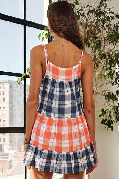 ADORA Plaid Tiered Babydoll Cami - Hovatok