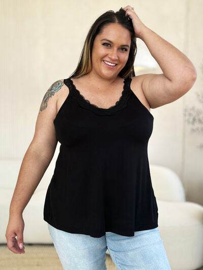 Basic Bae Full Size Lace Detail V-Neck Cutout Cami - Hovatok