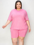 Basic Bae Full Size V-Neck Drop Shoulder T-Shirt and Shorts Set - Hovatok