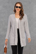 Angel Wings Pocketed Open Front Long Sleeve Cardigan - Hovatok
