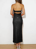 Sequin Cutout Tube Dress - Hovatok