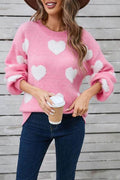 Angel Wings Heart Dropped Shoulder Long Sleeve Sweater - Hovatok