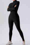 Half Zip Mock Neck Active Jumpsuit - Hovatok