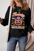 Jack-O'-Lantern Round Neck Long Sleeve Sweatshirt - Hovatok