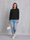 Round Neck Dropped Shoulder Sweatshirt - Hovatok