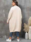 Plus Size Long Sleeve Pocketed Cardigan - Hovatok