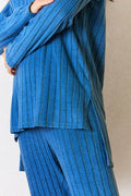 Basic Bae Full Size Ribbed Round Neck High-Low Slit Top and Pants Set - Hovatok