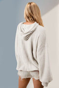 Double Take Full Size Half Zip Long Sleeve Hoodie with Kangaroo Pocket - Hovatok