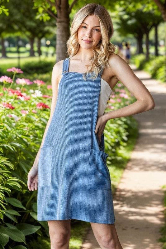 Heimish Full Size Ribbed Sleeveless Mini Tank Dress Plus Size - Hovatok