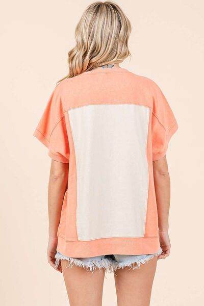 Mittoshop Oversized Color Block Short Sleeve T-Shirt - Hovatok