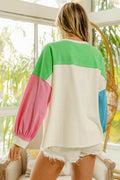 BiBi Color Block Patched Long Sleeve Top - Hovatok