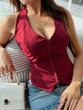 Devine Tied Halter Neck Tank - Hovatok