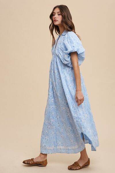 Annie Wear Floral Smock Detail Puff Sleeve Dress - Hovatok