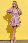 And The Why Full Size Floral Surplice Puff Sleeve Dress - Hovatok