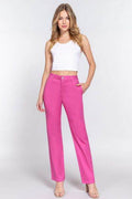 ACTIVE BASIC High Waist Straight Twill Pants - Hovatok