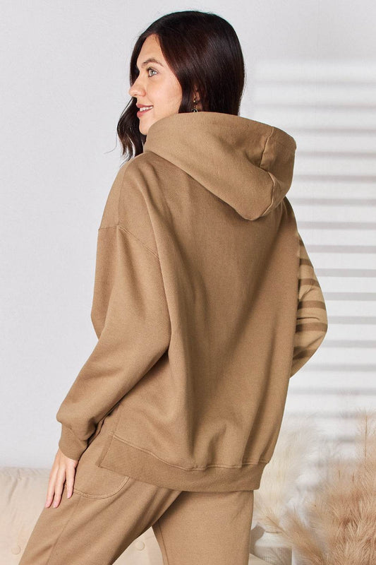 RISEN Drawstring Drop Shoulder Long Sleeve Hoodie - Hovatok