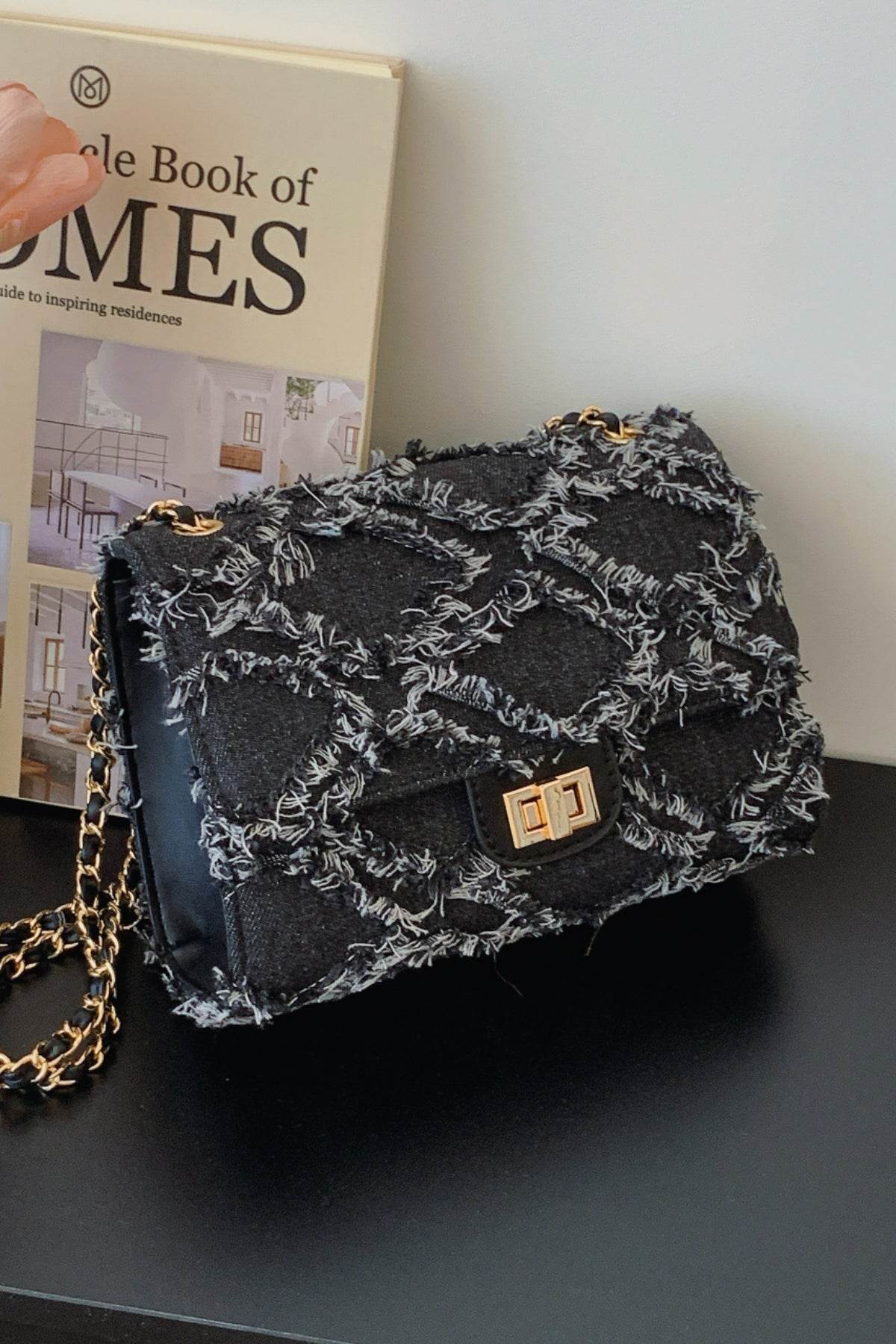 Raw Hem Denim Crossbody Bag - Hovatok
