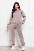 Drop Shoulder Long Sleeve Hoodie and Pants Set - Hovatok